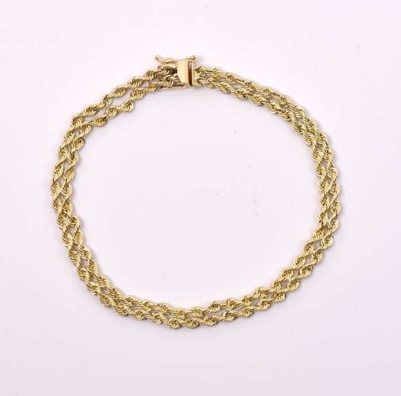 Beautiful Doubled Rope Chain Bracelet in 14K Yellow Gold