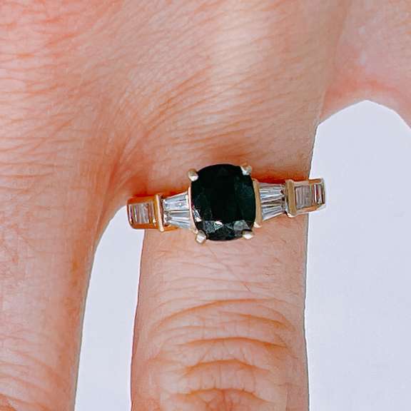 14kt Gold, Blue Sapphire, & Diamond Ring