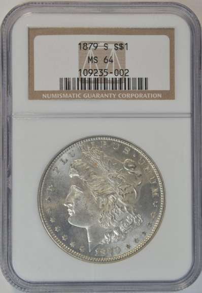 Super near Gem BU 1879-S Morgan Silver Dollar NGC MS64