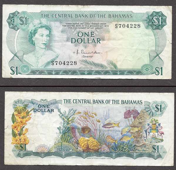$1 1974 Bahama Monetary Authority Very Fine