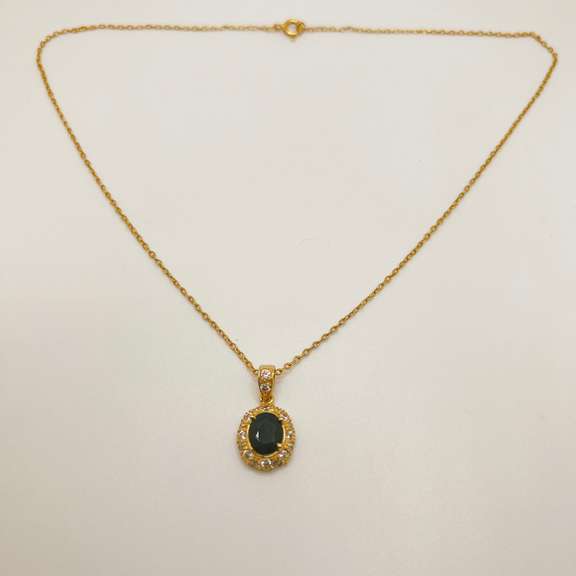 18kt Gold, Blue Sapphire, & Diamond Necklace