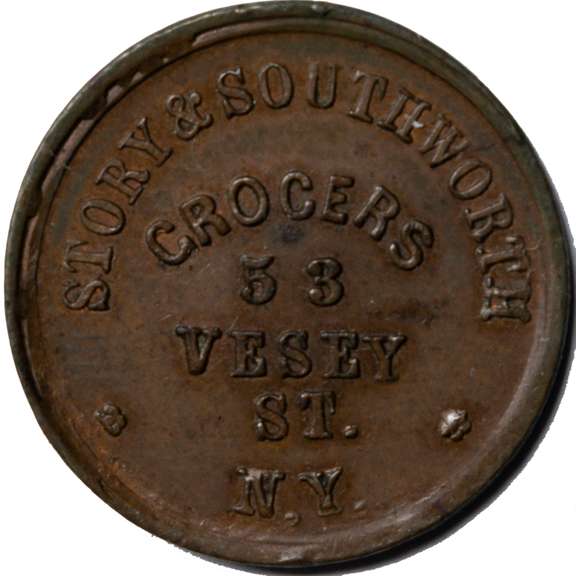 1863  Story & Southworth New York City Grocer Civil War Store Card