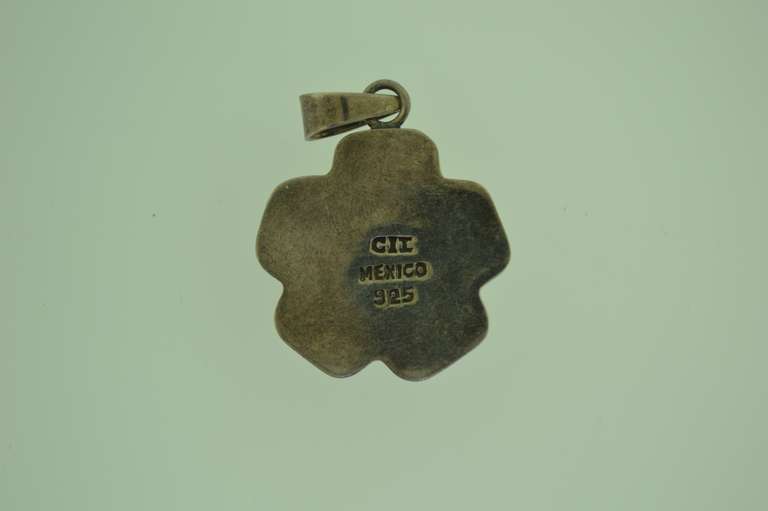 Mexico Sterling Silver Vintage Flower Pendant