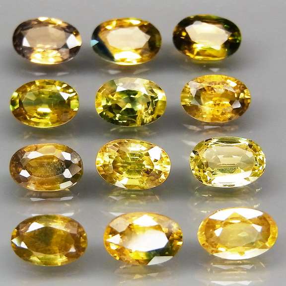 Glittering 7.12ct set of 12 multi-hue Songean Sapphires