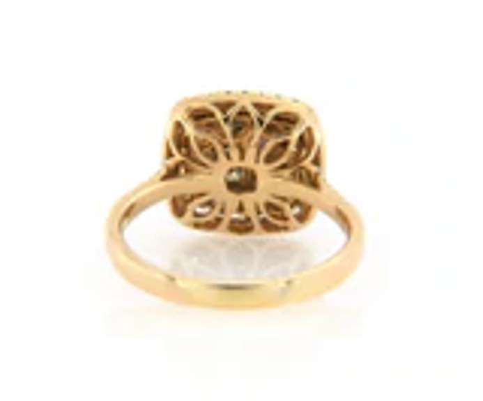 Dreamy Yellow Gold Multi Colored Diamond Cluster Ring
