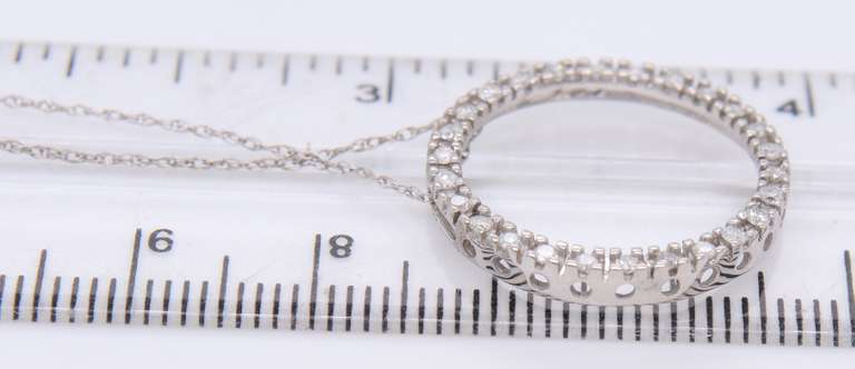 Sparkling White Gold Diamond Eternity open Circle Necklace