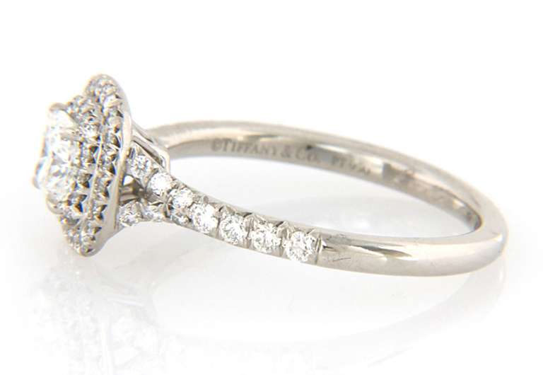 Tiffany & Co Cushion Diamond Solesto Double Frame Engagement Ring