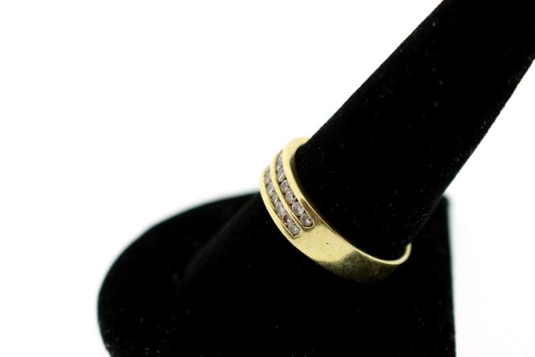 Beautiful 18k Gold Double Row Channel Set Diamond Ring
