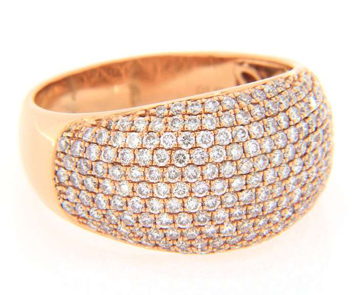Attractive Rose Gold Diamond Multi Row Dome Ring