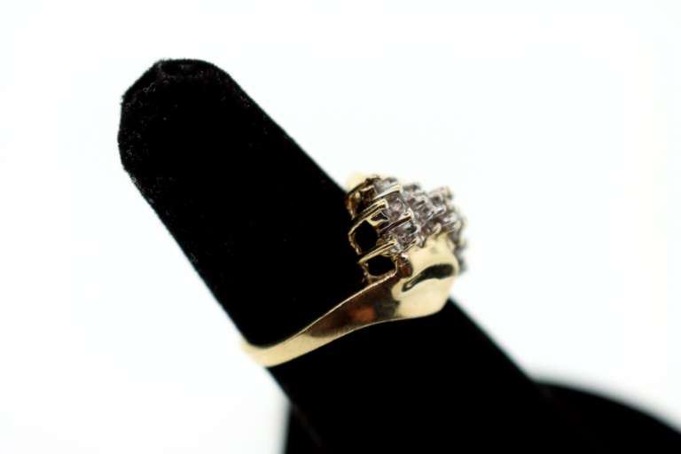 Compressed Diamond Cluster Ring in 10k Gold