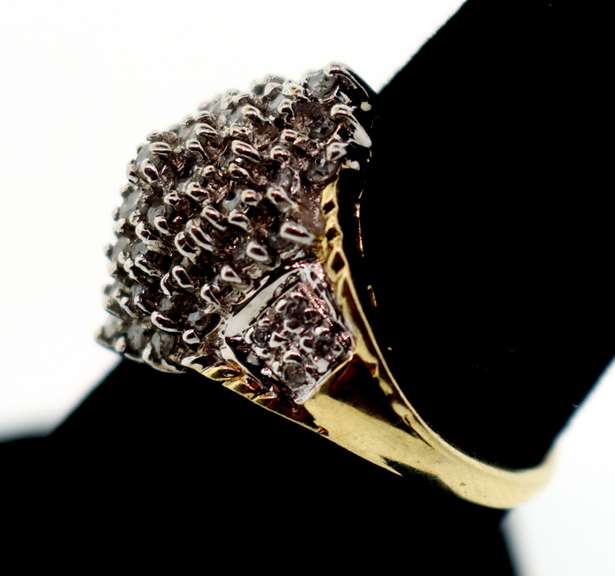 Richly Clustered Diamond Ring with 10k Gold