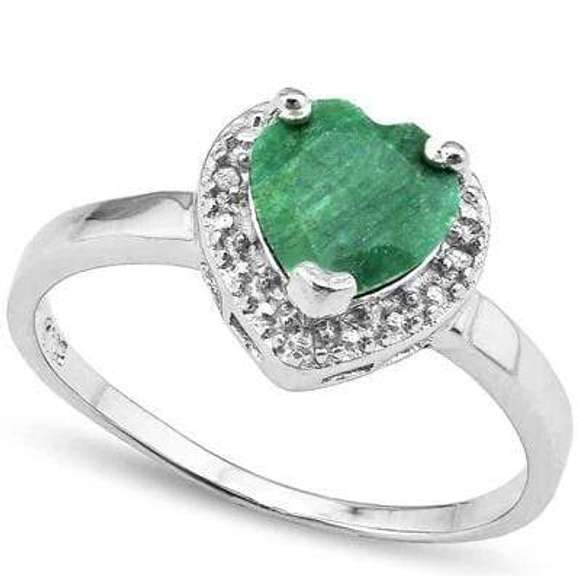 2.40 CT ENHANCED GENUINE EMERALD & DIAMOND 925 STERLING SILVER RING