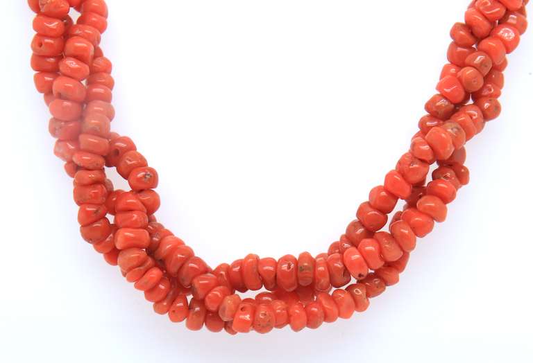 Coral Twisted Bead Necklace