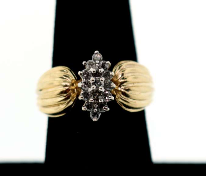 Cushioned 10k Gold Diamond Cluster Ring