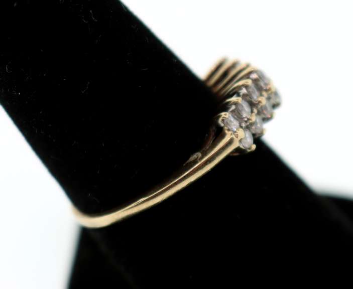 Rising Double Row Diamond Ring with 10k Gold