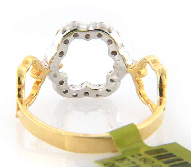 Pleasing Two Tone Gold Diamond open Wavy Flower Style Ring