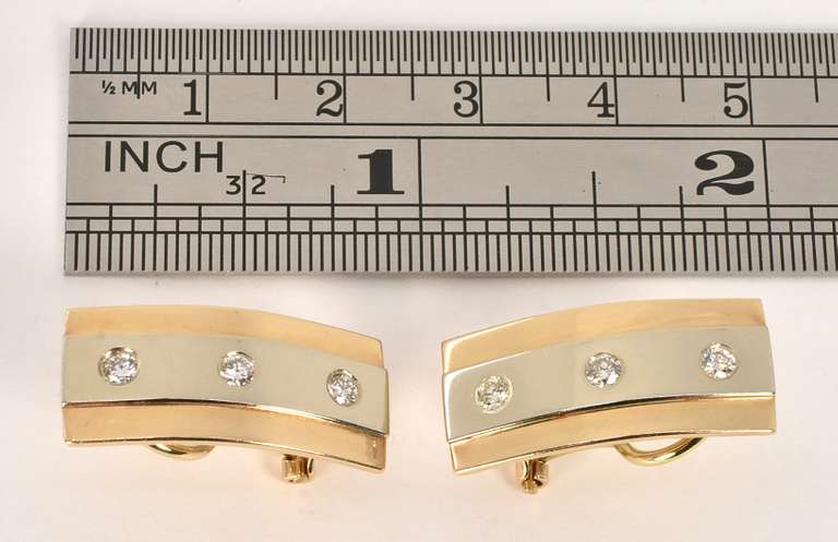 Stylish White & Yellow Gold Diamond Earrings
