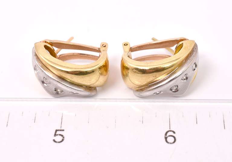 Amazing Diamond Set Earrings in Tri-Color Gold