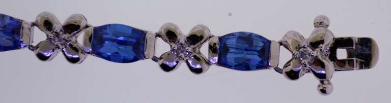 Sterling Silver XO Blue Stone Bracelet
