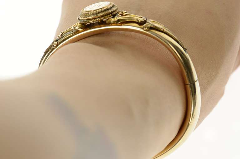 Gold Filled Victorian JL Monogram Ornate Photo Locket Bracelet