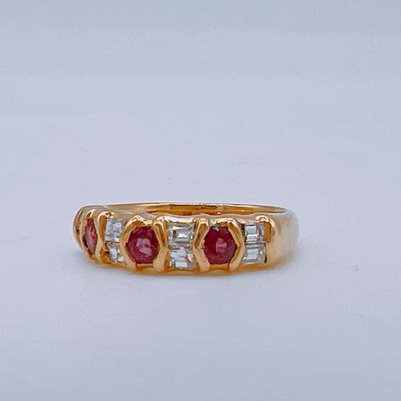 18kt Yellow Gold, Ruby, & Diamond Band Ring