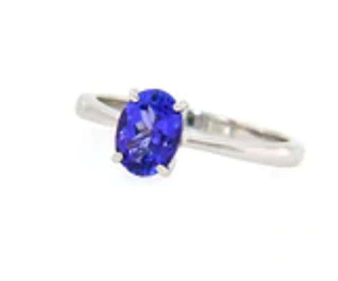 Gorgeous Platinum Oval Tanzanite Solitaire Ring