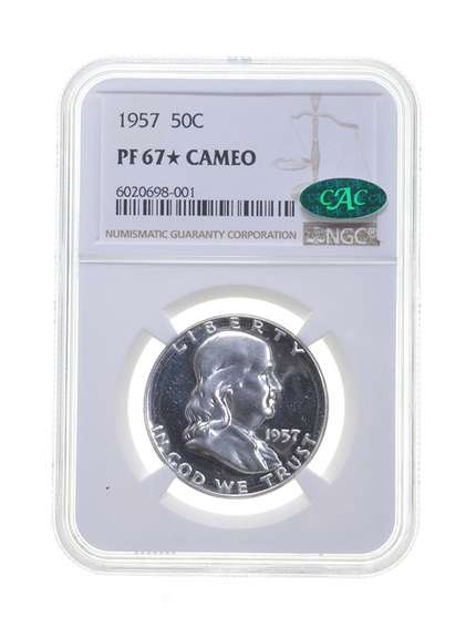 PF67* CAM 1957 Franklin Half Dollar - CAC - Graded NGC
