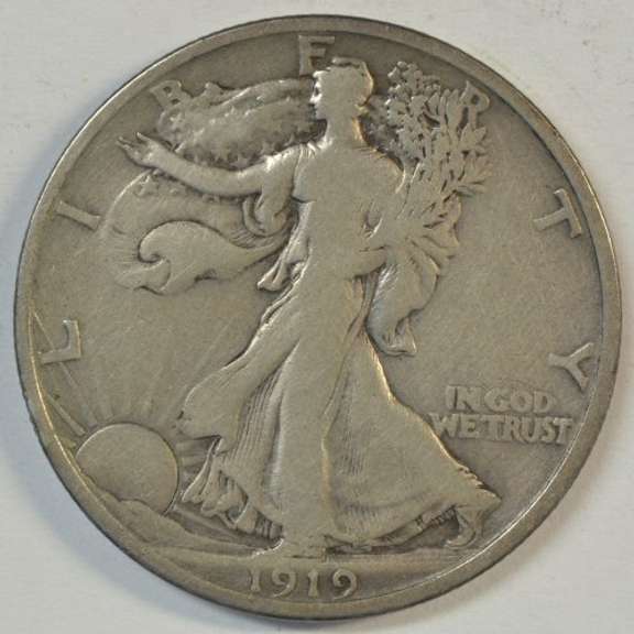 Scarce 1919-D Walking Liberty Half Dollar in Choice Fine