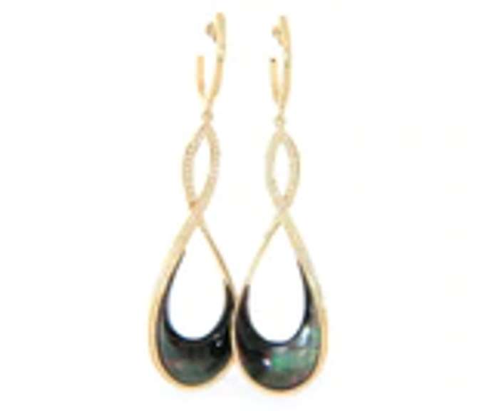 Frederick Sage Diamond Eternity Black Mother of Pearl Dangle Earrings