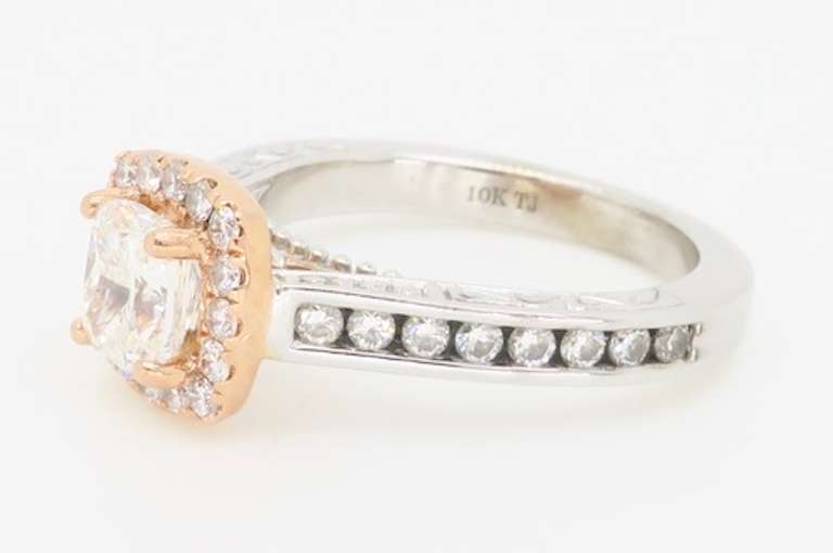 Two-Tone Halo Diamond Engagement Ring