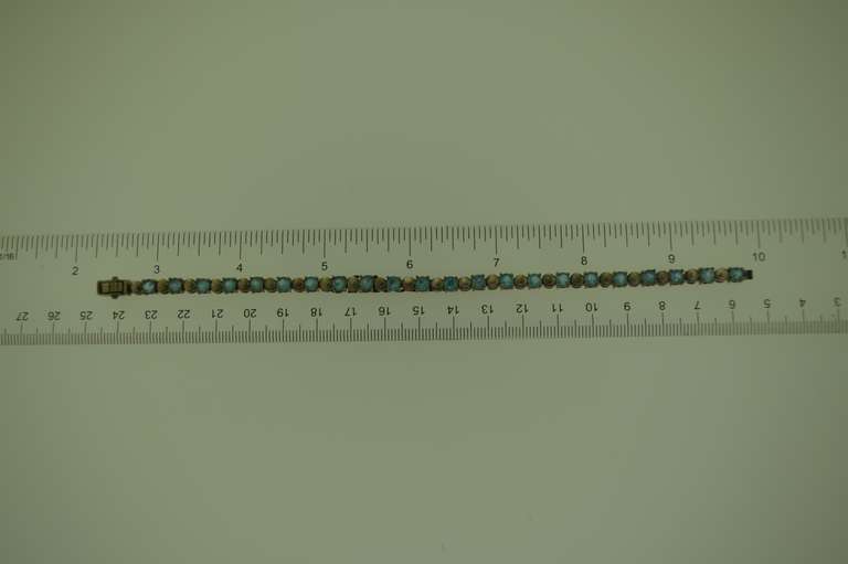 Vintage Sterling Silver Aquamarine Tennis Bracelet