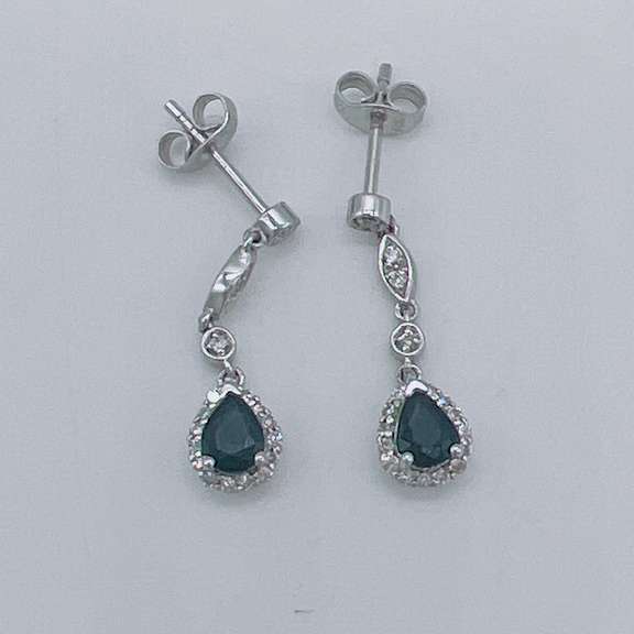 14kt Gold, Blue Sapphire & Diamond Earrings