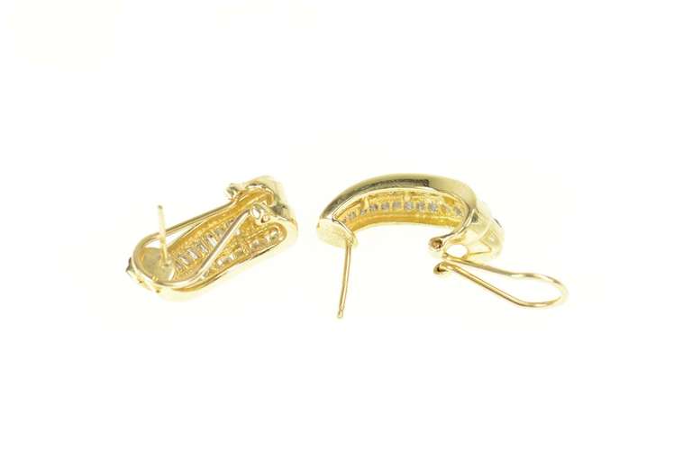 14K Yellow Gold 0.97 Ctw Diamond Baguette Wavy French Clip Earrings