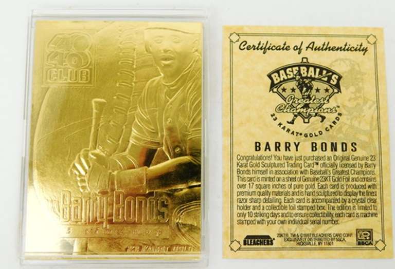 Barry Bonds 23K Gold Baseball Card w/COA