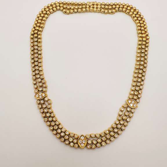 Incredible 18kt Yellow Gold & 4.0 Carat Diamond Necklace- 83.0 Grams!