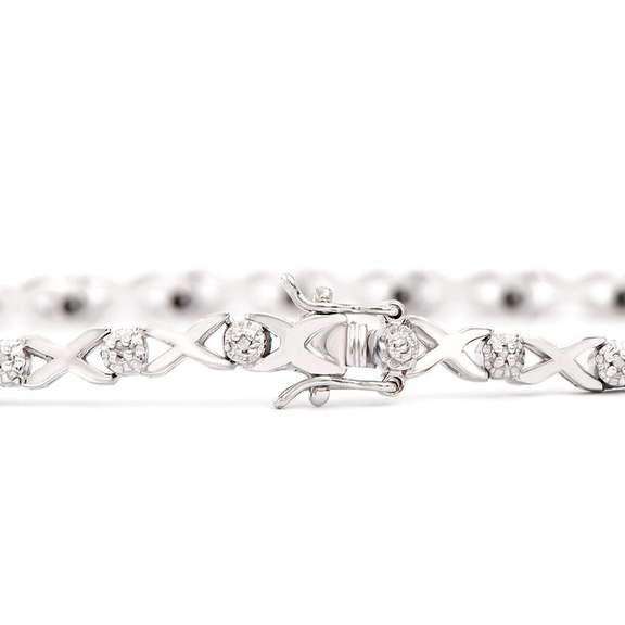 Plated Rhodium 0.2cts Diamond Bracelet