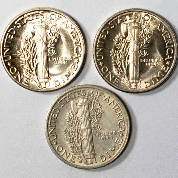 3 Ch BU Mercury Dimes