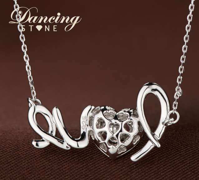 Love Necklace in Dancing stone Silver