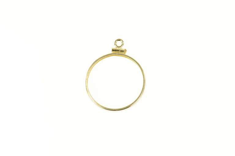 14K Yellow Gold 10 Peso Mexican Holder Grooved Bezel Charm/Pendant