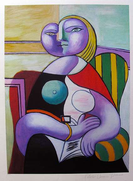 Pablo Picasso, Lady In Striped Green Chair
