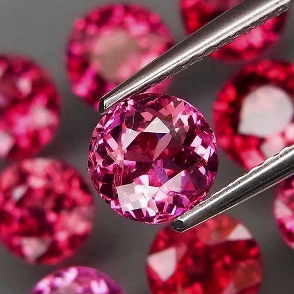 9.72ct premium cherry pink Rhodolite Garnet set