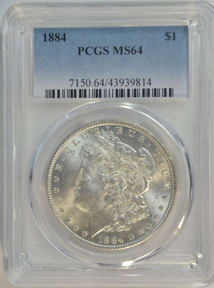 Near Gem BU 1884 Morgan Silver Dollar. PCGS MS64