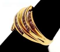 Contemporary 10k Gold Round and Baguette Channel Set Diamond Ring