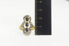 18K Yellow Gold 1.50 Ctw Sapphire Rose Diamond Engagement Ring