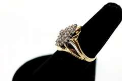 10k White and Yellow Gold Stepped Diamond Ring