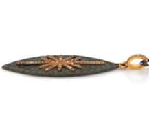 Yellow Gold and Sterling Silver Elongated Diamond Straburst Pendant