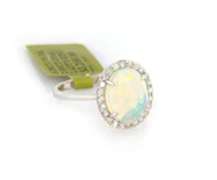 Attractive New oval Opal Cabochon and Diamond Ring