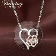 Two tone Flower In heart Silver Pendant