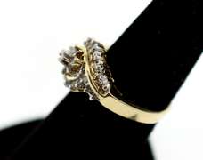 Coiling Diamond Halo Ring with 10k Gold