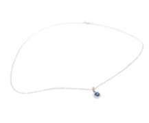Charming White Gold Blue Sapphire and Diamond Pendant on Chain